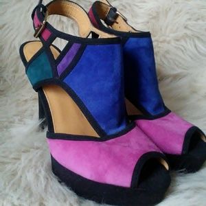 Jewel Tone Color Block Heels
